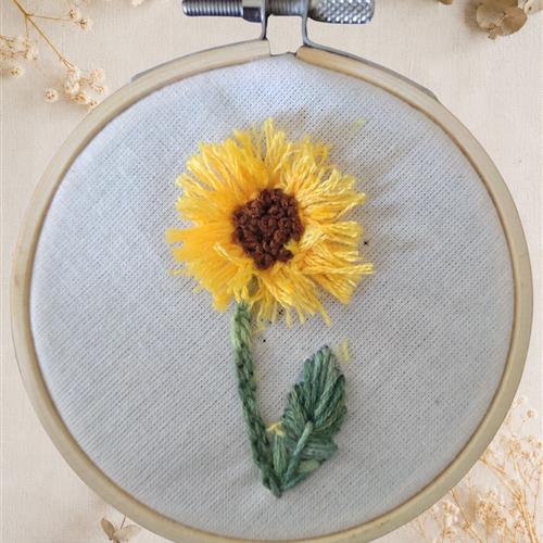 Handmade mini hoop with a message with Sunflower