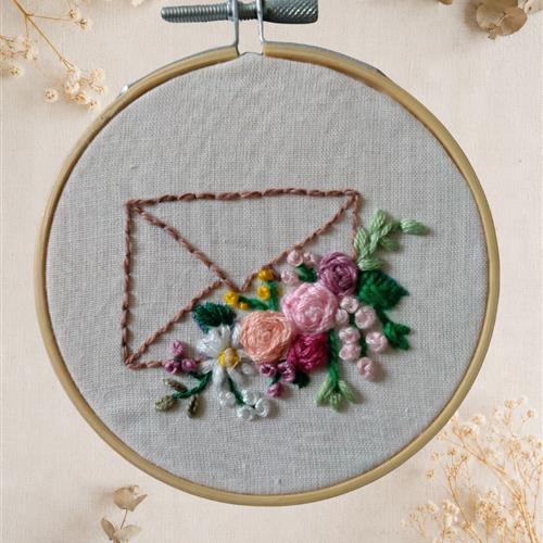 Handmade mini hoop with a message with floral envelope