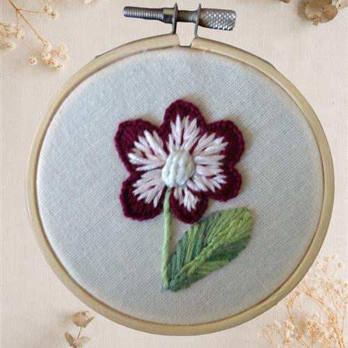 Handmade mini hoop with a message and wild rose 