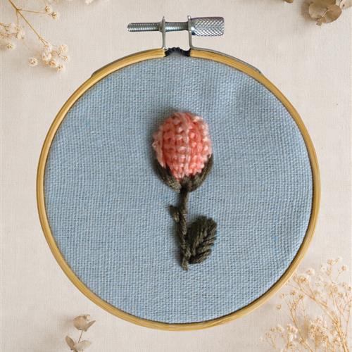 Handmade mini hoop with a message with Pink Clover Blossom
